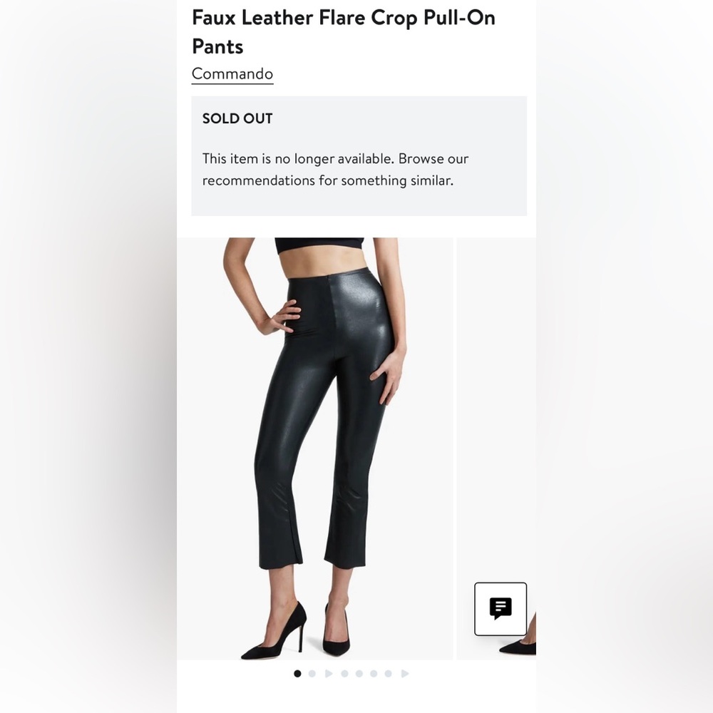 Commando Faux Leather Flare Crop Pull-On pants size L